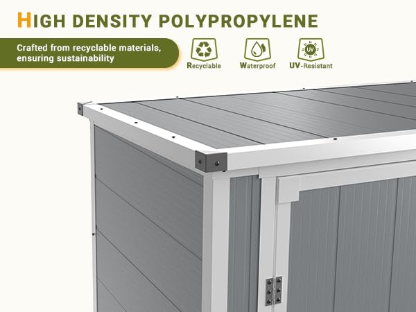 41 Cu.Ft Horizontal Outdoor Storage Box Plastic Shed, Trash Can Sheds Weatherproof Resin Shed with Floor Thickened & Gas Spring & Lockable Doors for Tools, Lawn Mower Storage