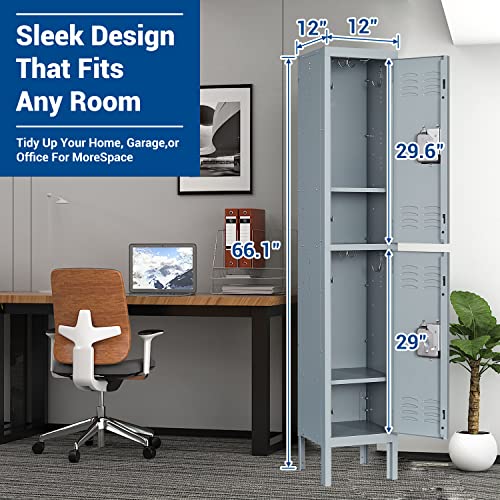 Metal Locker Steel Storage Cabinet with 2 Doors for Office School Gym Metal Storage Locker Cabinets for Employees Students Steel Locker
