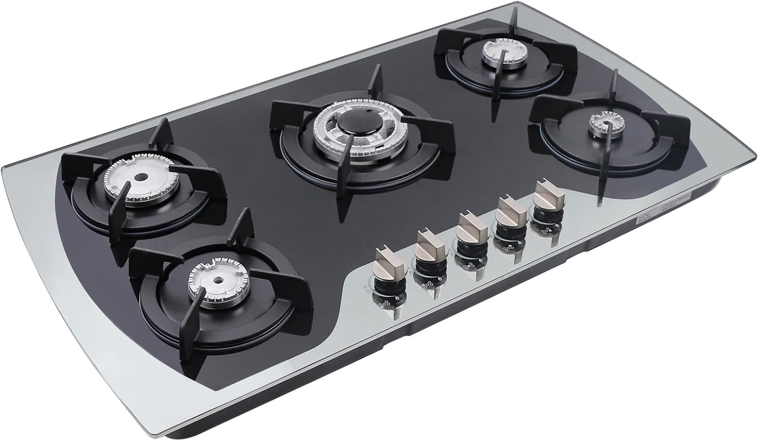5 Burners 35.4", Built-In Gas Cooker, Stove Top Gas Cooktop Tempered Glass Stovetop Cooker for for Kitchen, Home, Apartments, RVs, Easy To Clean