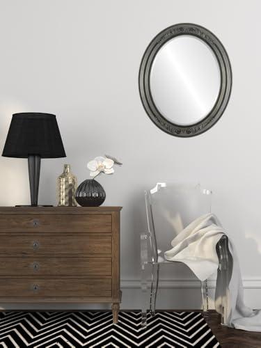 Oval Beveled Wall Mirror for Home Decor - Florence Style - Linen White - 20x24 Outside Dimensions