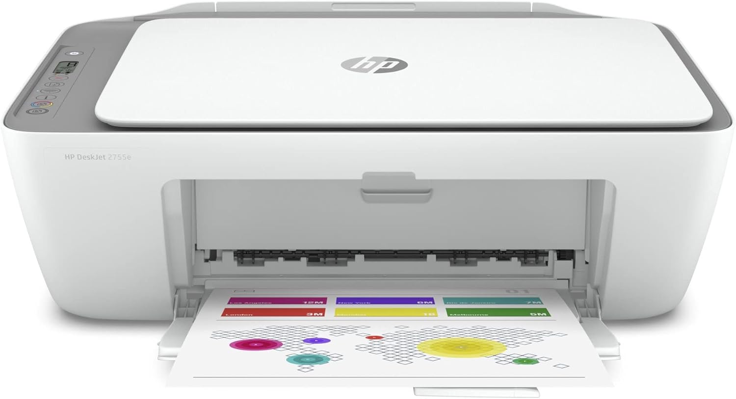 HP DeskJet 2755e Series Wireless Inkjet All-in-One Color Printer - Print Copy Scan - Mobile Printing - USB Connectivity - Up to 5.5 PPM - Up to 4800 x 1200 DPI Print Resolution + HDMI Cable