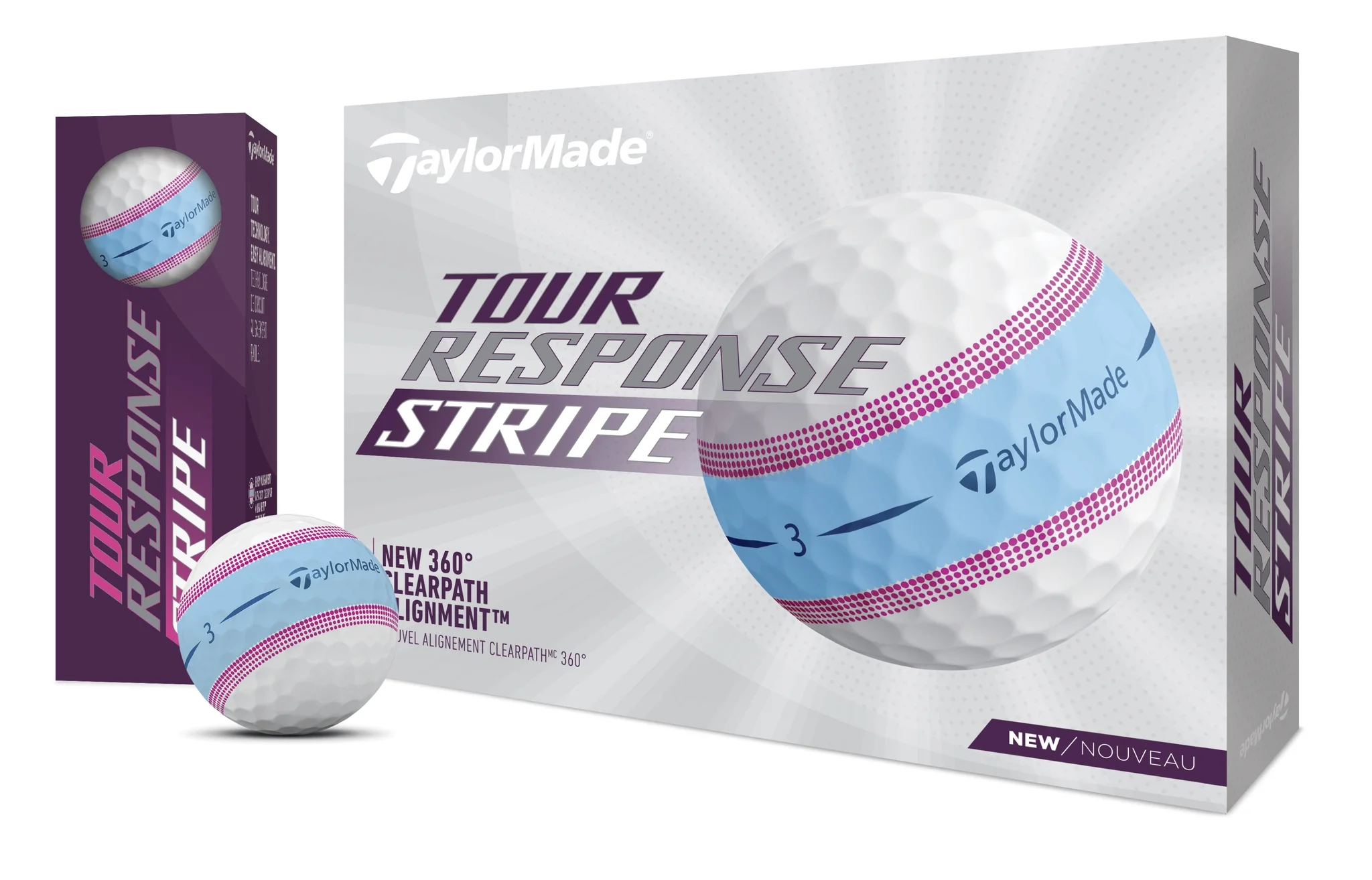 TaylorMade Tour Response Stripe Golf Balls, 12 Pack, White