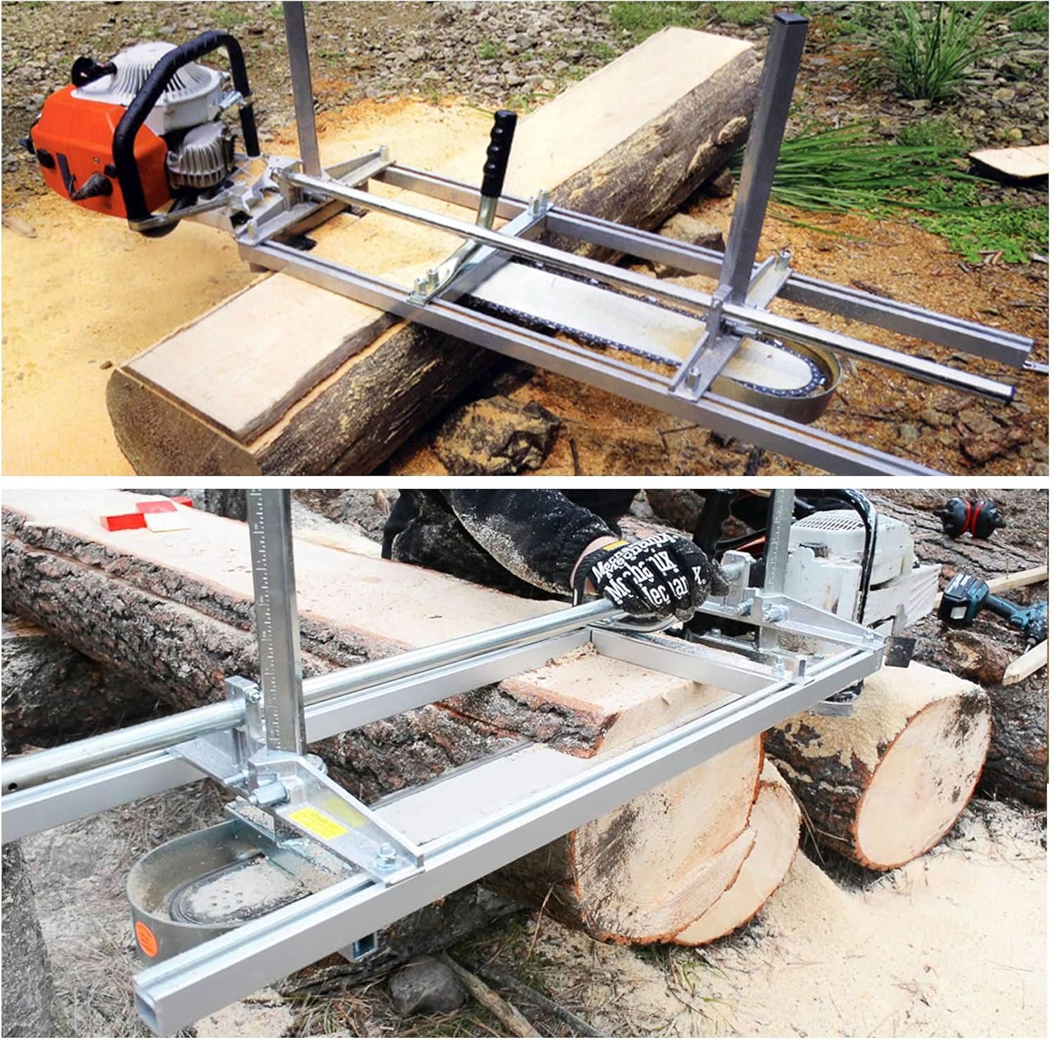 ZELCAN Portable Chainsaw Mill Planking Milling 14 Inches to 36 Inches Guide Bar Wood Lumber Cutting Sawmill Aluminum Steel Chainsaw Mill for Builders and Woodworkers