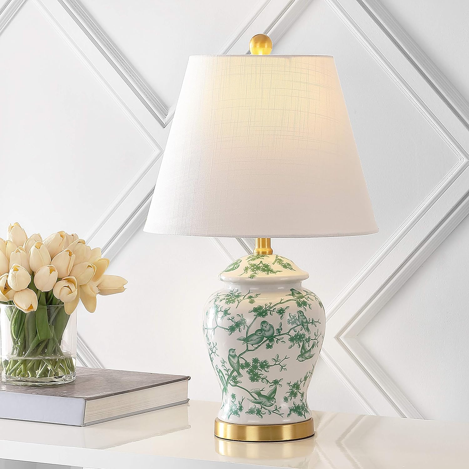 JONATHAN Y JYL3005A Penelope 22 Chinoiserie LED Table Lamp Classic,Cottage,Traditional,Transitional for Bedroom, Living Room, Office, College Dorm, Coffee Table, Bookcase, Blue/White
