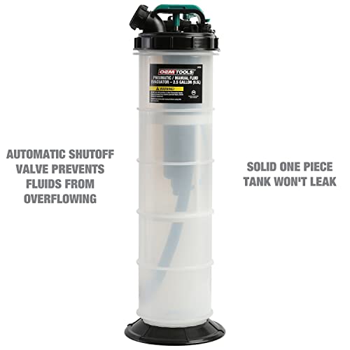 OEMTOOLS 24938 10 Quart (2.5 Gallons) Manual Fluid Extractor, Manual and Pneumatic Oil Extractor, Fluid Vacuum Extractor, Vacuum Evacuator