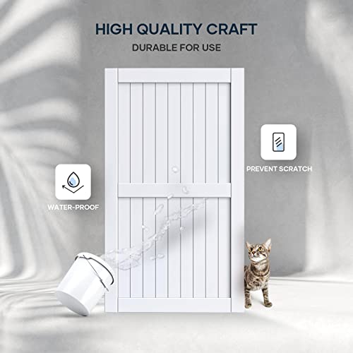 EaseLife 54 x 84 inch White Barn Door with 9FT Sliding Door Hardware Kit Included & Handle,Solid Wood Covered with Waterproof PVC Surface,DIY Assemblely,Easy Install,H-Frame,Fit 50-52in Wide Opening