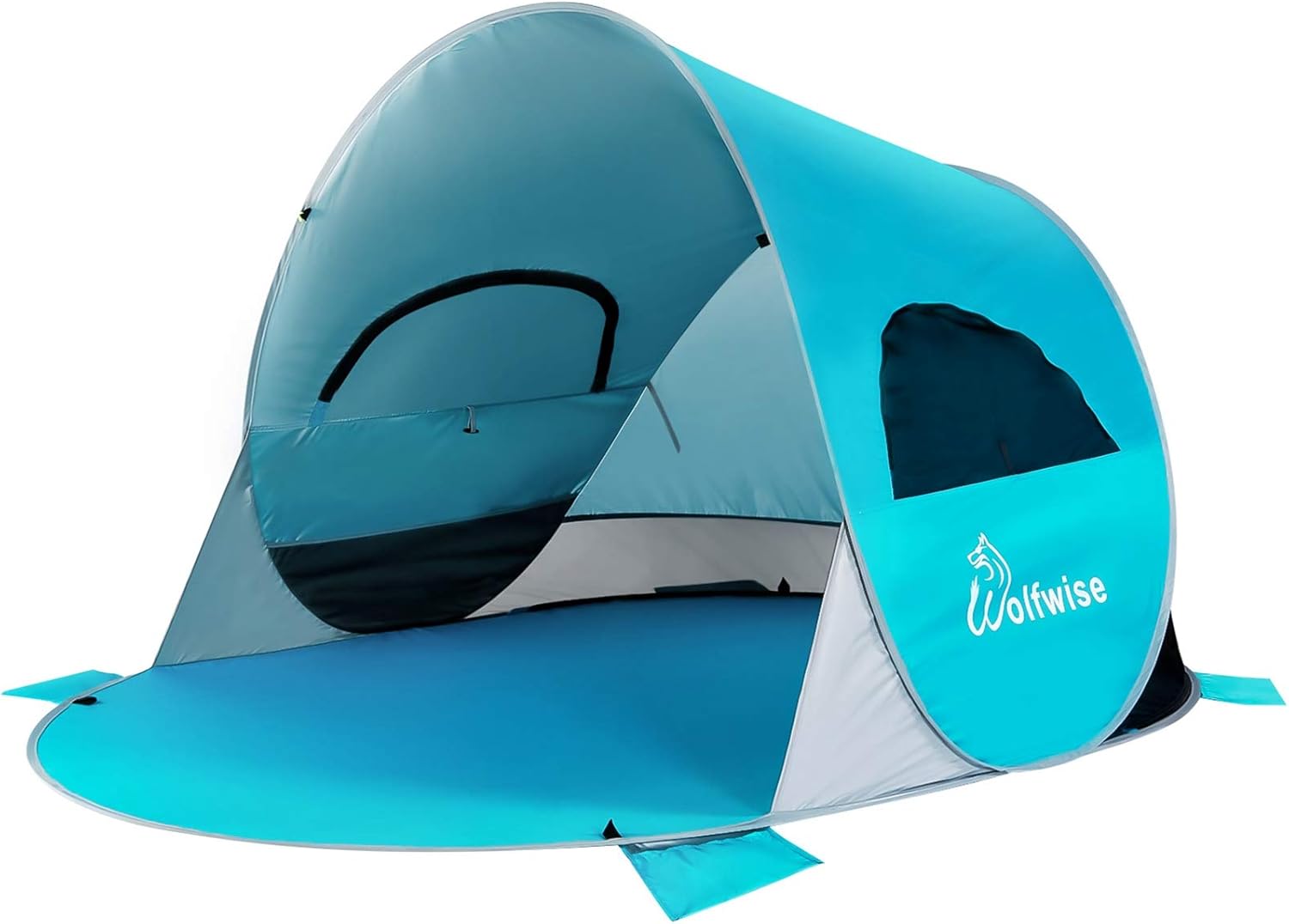 WolfWise UPF 50+ Easy Pop Up 3-4 Person Beach Tent Sport Umbrella Instant Sun Shelter Tent Sun Shade Baby Canopy