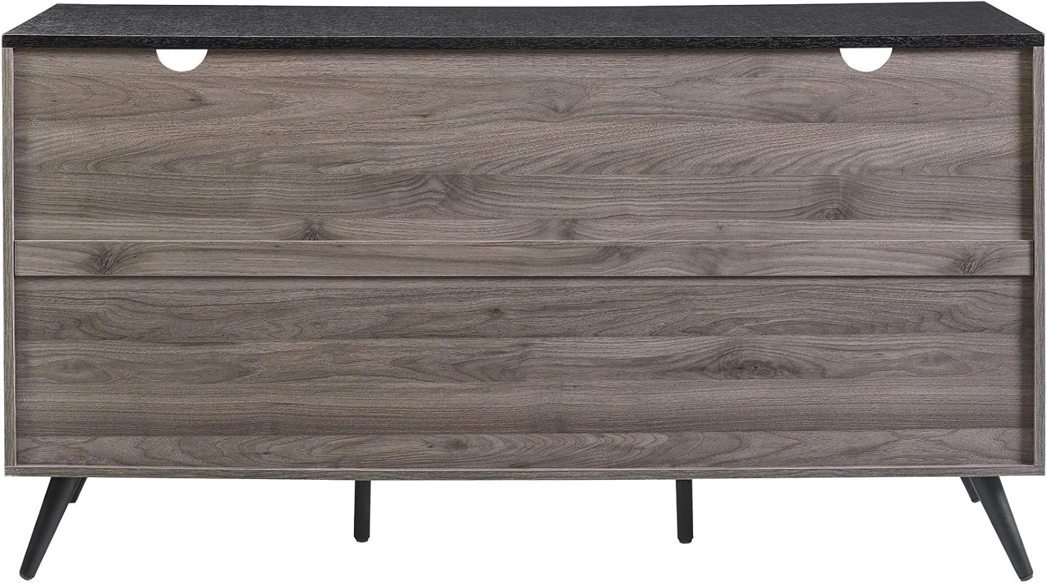 Walker Edison Modern 4 Drawer Sliding Door Wood Cabinet Buffet Entryway Serving Storage Cabinet Doors Dining Room Console, 59 Inch, Black and Slate Grey