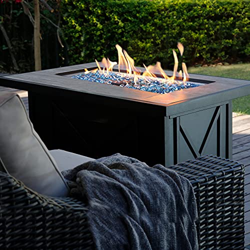 BALI OUTDOORS 50000 BTU Propane Fire Pit with Lid, 28 inch Fire Pit Table Outdoor, Black Firepits for Outside Backyard, Patio