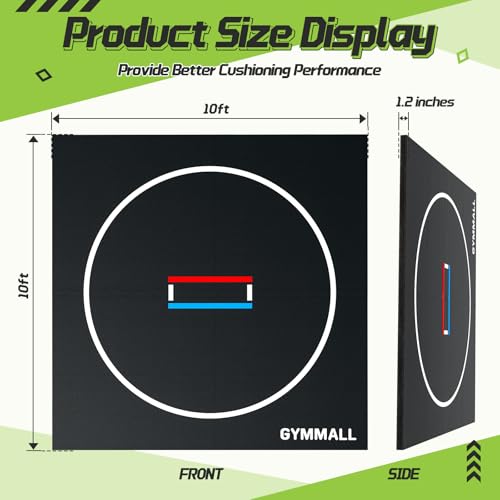 Wrestling Mat 6.6'x10'/10'x10' for Home Outdoor Indoor, 1.2" Thick Foldable XPE Jiu Jitsu Floor Exercise Mat for Gymnastics, PE Training, BJJ, MMA, Martial Art, Grappling, Judo, Boxing, Yoga