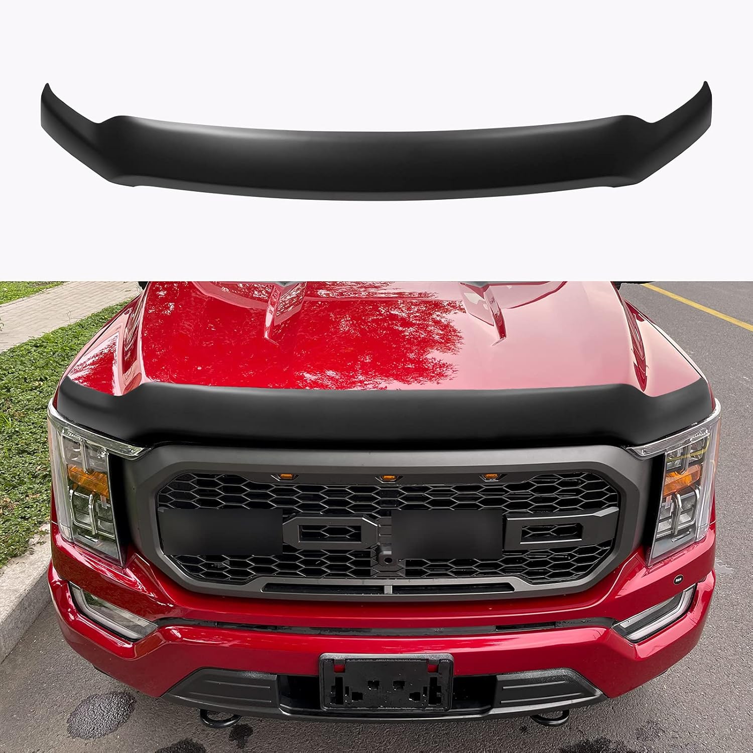 Xipoo Fit Ford F150 Hood Shield Hood Deflector Hood Guard for 2021 Ford F150 Accessories (Glossy Carbon Fiber)