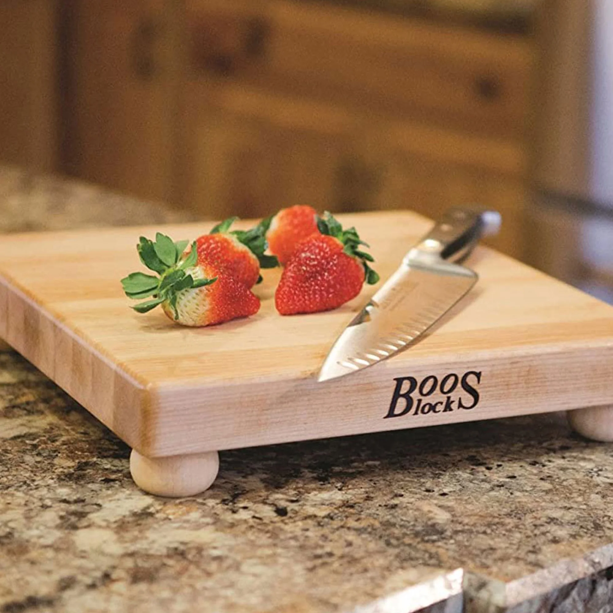 John Boos Small Maple Wood Cutting Board for Kitchen, 12" x 12" x 1.5"