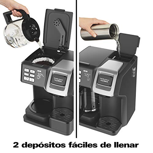 Hamilton Beach (49976 Coffee Maker, Single Serve & Full Coffee Pot,Compatible withK-Cup Packs or Ground Coffee, Programmable, FlexBrew, Black (Renewed)