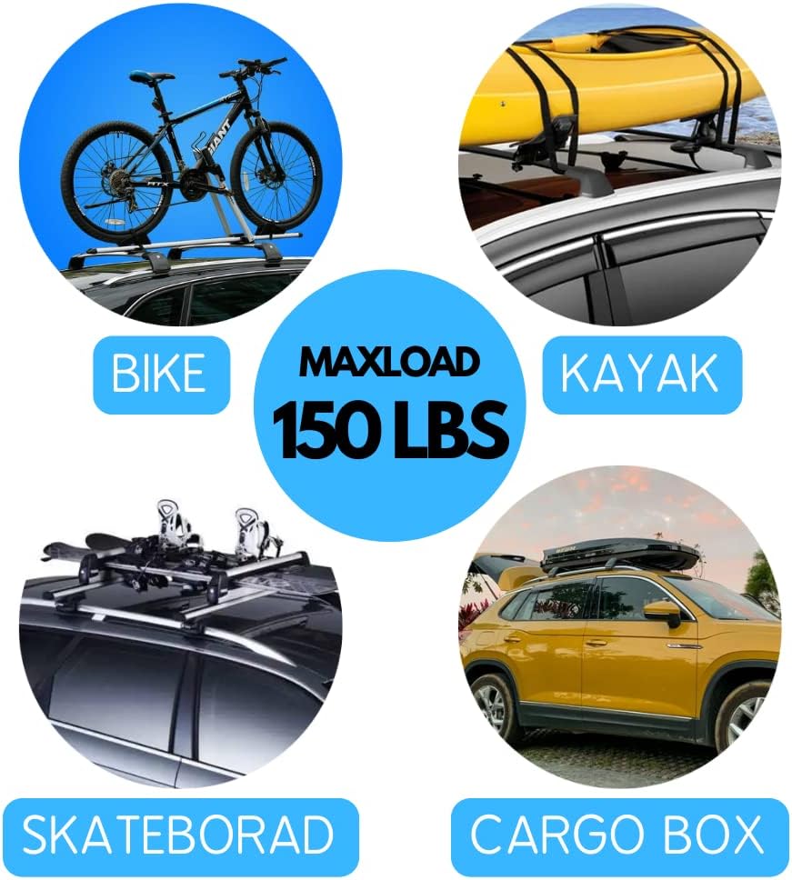 Roof Rack Cross Bars fit for Mitsubishi Outlander Sport 2010-2022 Aluminum Cross Bar Replacement for Rooftop Cargo Carrier Bag Luggage Kayak Canoe Bike Snowboard Skiboard