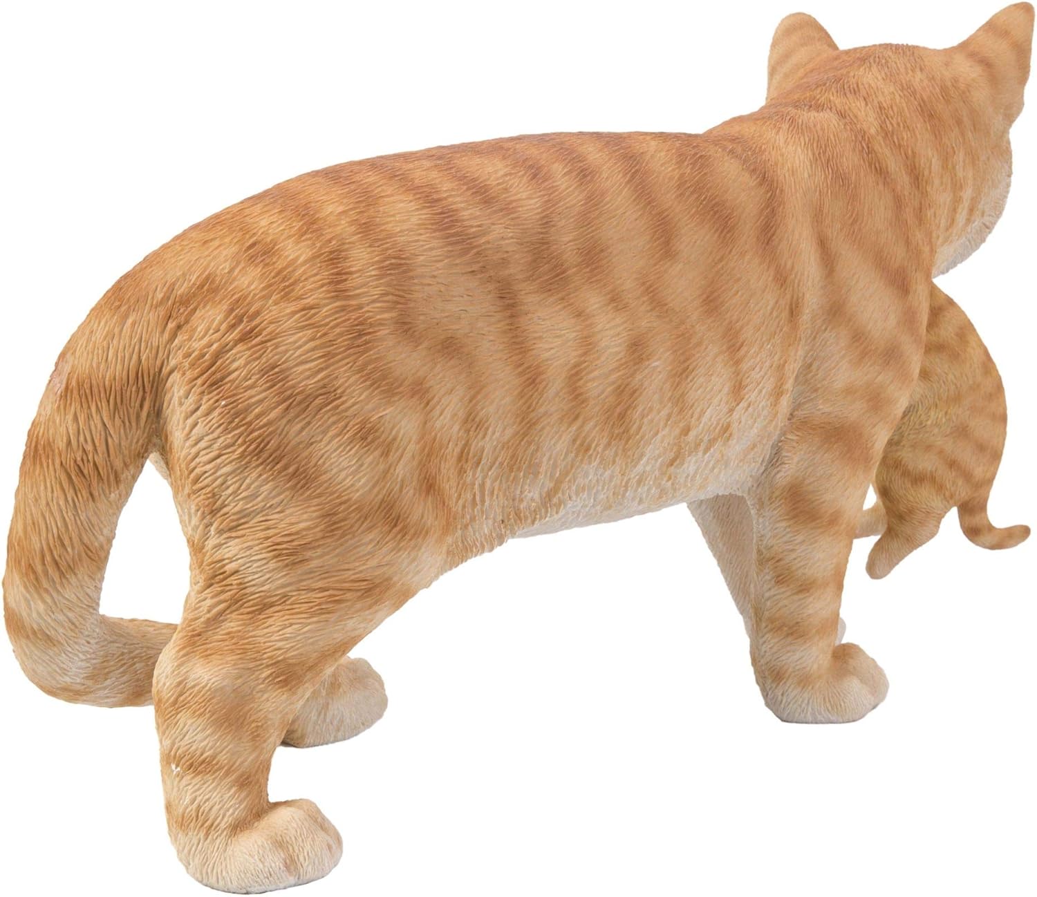 16.75" Tabby Mother Cat Carrying Kitten Outdoor Garden Statue