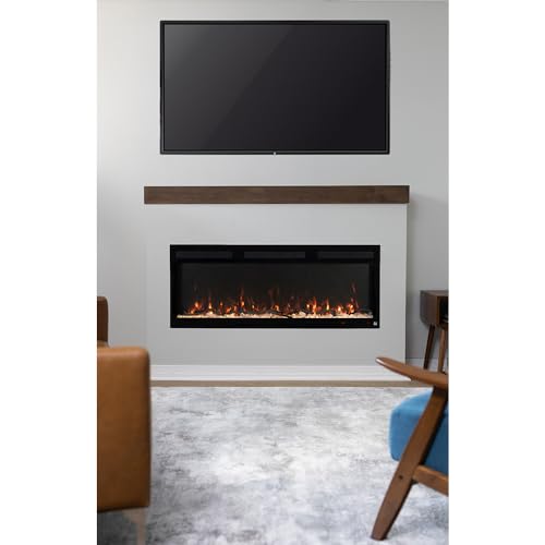 Touchstone Smart Electric Fireplace-The Sideline Fury 46 Inch Wide- 4.5 Inch Thin In Wall Recessed-100 Realistic Flame/Ember Bed Color Combos-Heater w/Thermostat-Larger Viewing Area-Alexa/WiFi Enabled