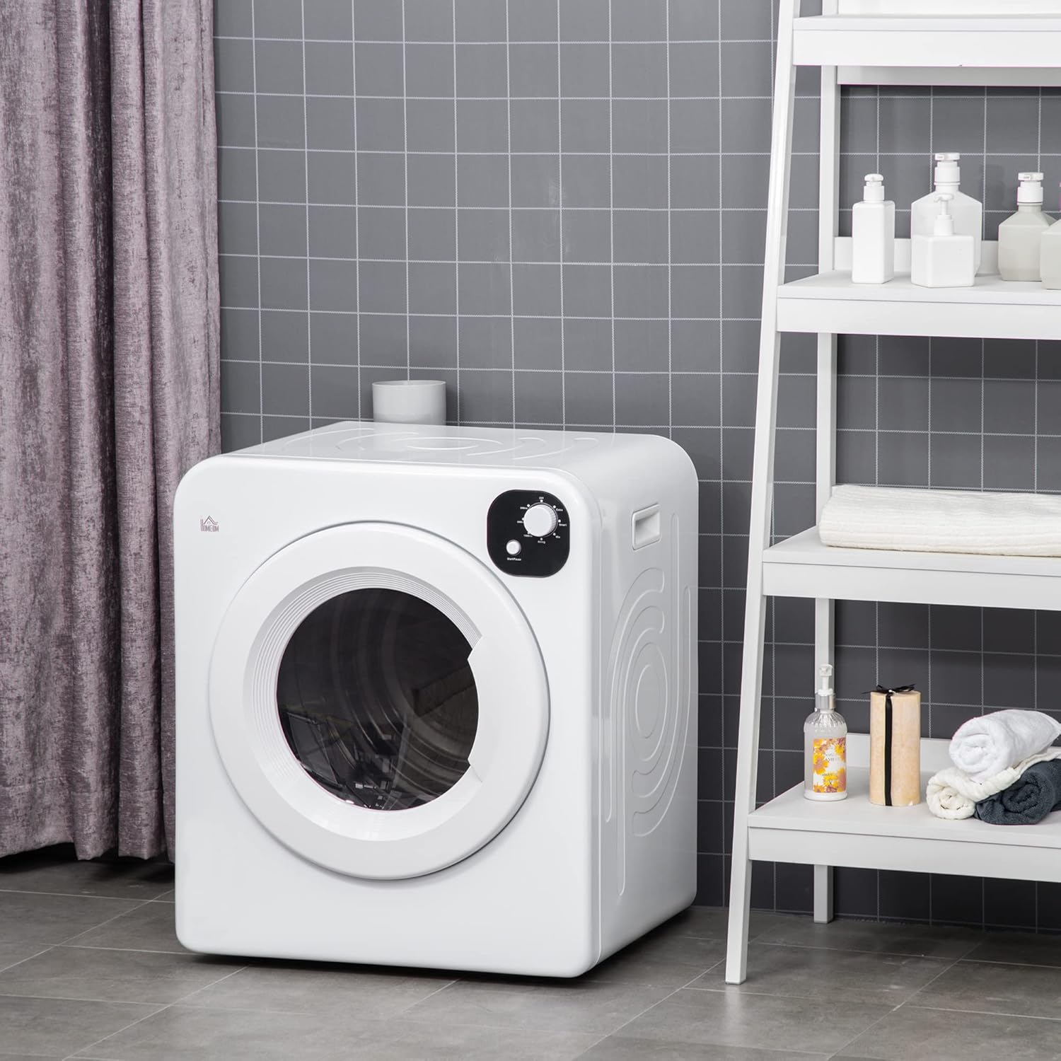 Portable Clothes Dryer, 120V 1300W Compact Laundry Dryer with Intelligent Drying, 3.2 cu.ft Stainless Steel Drum, Front Load Electric Dryer for Apartments, Dorms, RVs, White