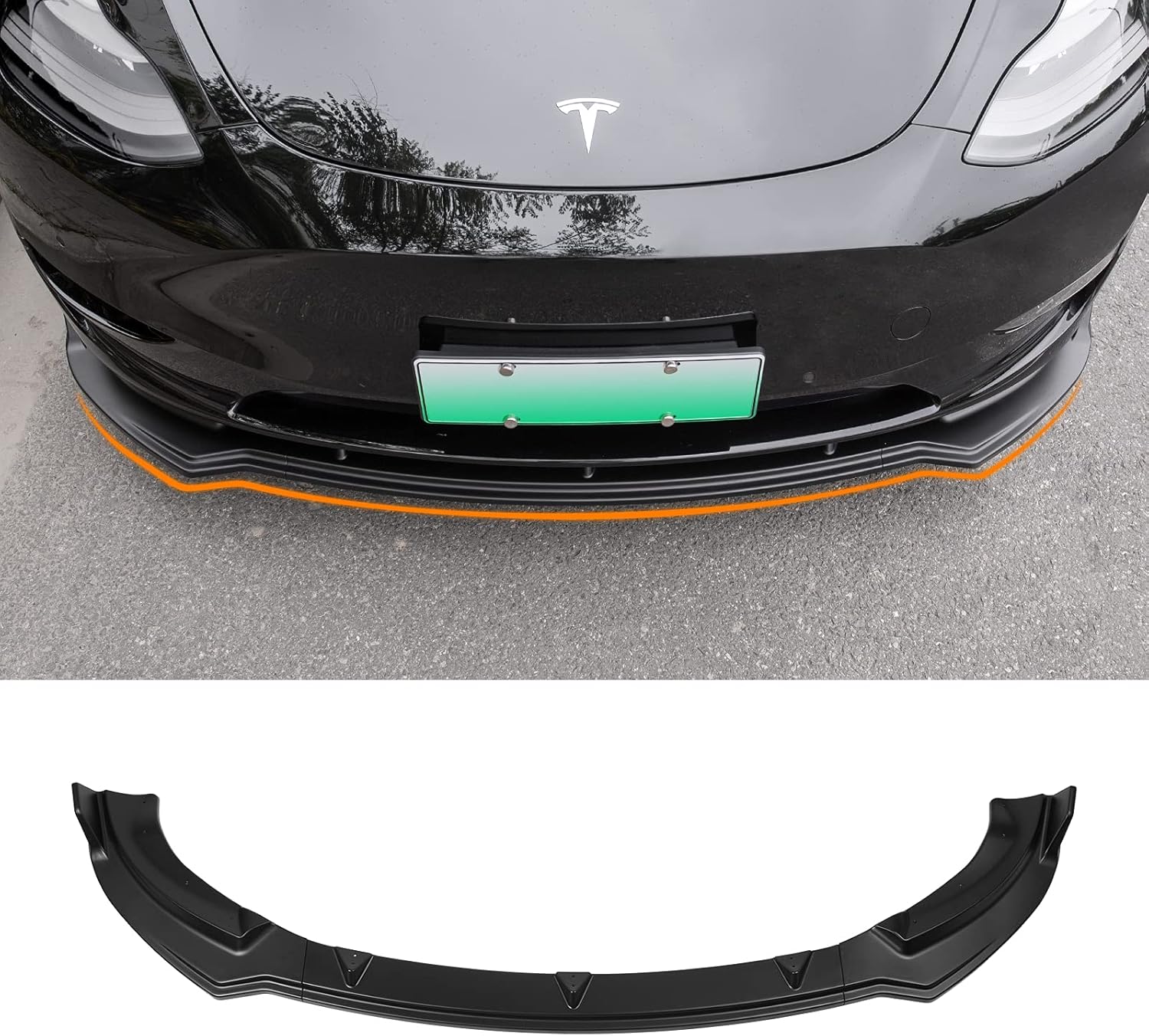 Fit Tesla Model Y Front Bumper Lip Kit Car Mods Spoilers For Tesla Model Y Accessories 2020 2021 2022 (Matte Carbon Fiber Pattern)