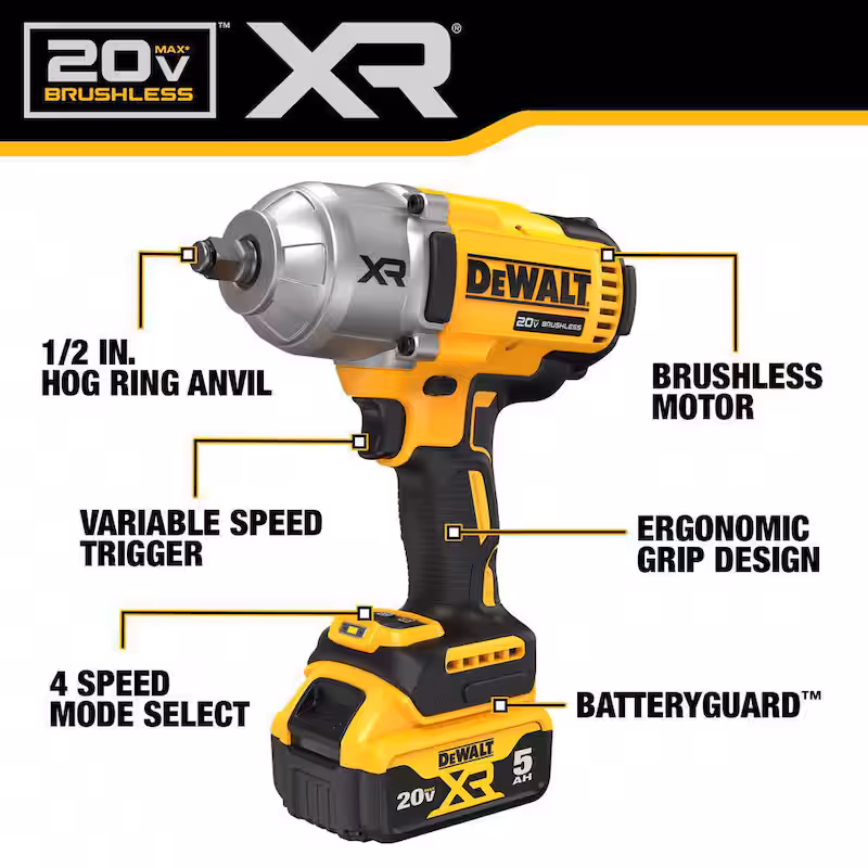 20V MAX Lithium-Ion Cordless 1/2 in. Impact Wrench Kit