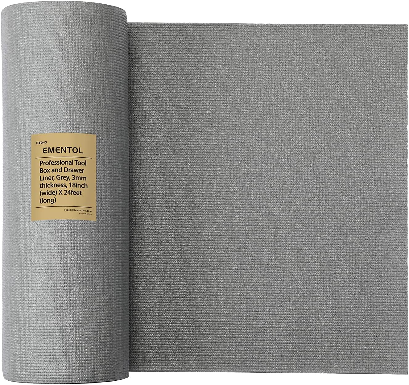 EMENTOL Professional Tool Box Liner and Drawer Liner, Grey-16 inch(W) x 16 feet(L),Thick Cabinet Liners, Non-Slip, Easy Cut and Adjustable, 3mm Thickness