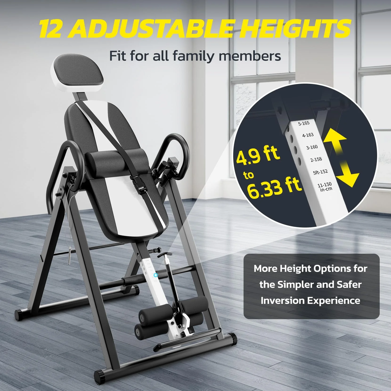 Heavy Duty Inversion Table,300 Lbs Capacity with Adjustable Protective Belt,0°-85°Foldable Save 70% Space Inversion Table for Back Pain Relief,Red