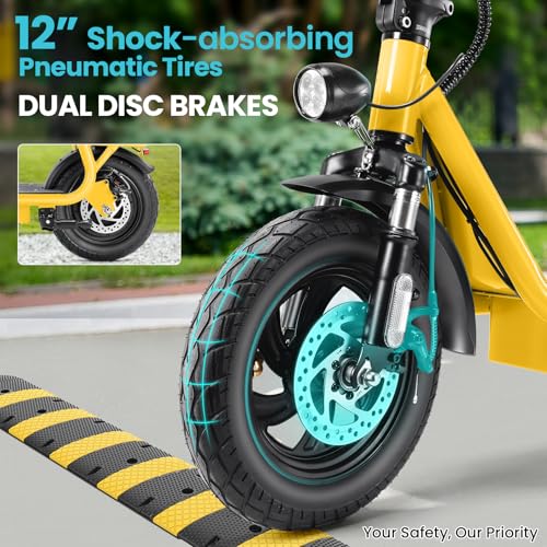 Caroma Peak 800W/1200W Electric Scooter Adults, 30 Miles Max Range, Foldable Electric Scooter with Seat, Front Suspension, Detachable Large Basket,Commuter E-Scooter for Adult and Teens