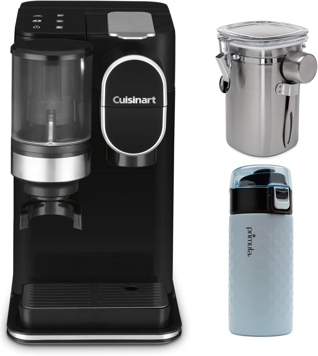 Cuisinart DGB-2 Grind and Brew Single-Serve Brewer with Coffee Canister with Measuring Spoon and Stainless Steel Tumbler Bundle (3 Items)