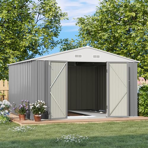 Patiowell 3 x 3 FT Outdoor Storage Shed,Small Garden Tool Storage Shed with Sloping Roof and Single Lockable Door, Outdoor Shed for Backyard Garden Patio Lawn, Grey