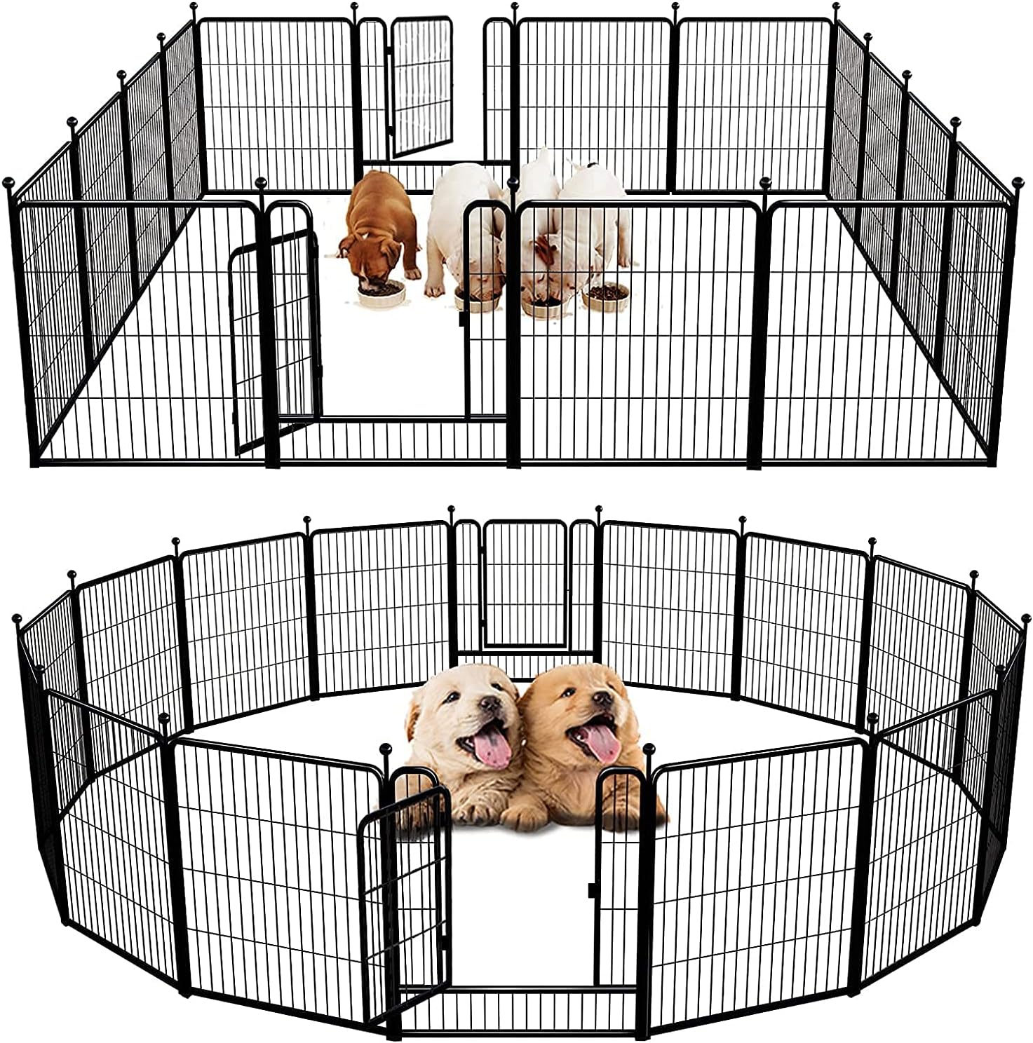 FXW Dog Playpen, 8/16/24/32 Panels Dog Pen Indoor Outdoor 32-Inch Height Puppy Playpen Pet Fence Gate with Doors for Large/Medium/Small Dogs, Exercise Pen for Yard,Camping, RV