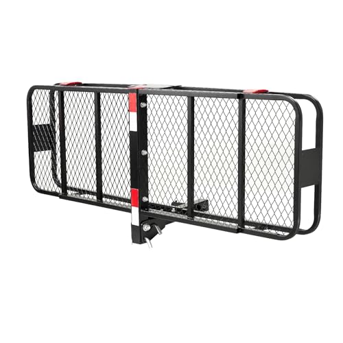 VEVOR 60x24x6 Folding Hitch Carrier - 500lb Capacity Cargo Basket & Waterproof Bag, Fits 2" Hitch Receiver for SUV, Truck, Pickup