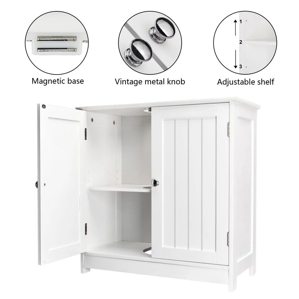 Pedestal Under Sink Storage Bathroom Vanity Cabinet Freestanding Space Saver Organizer with Shelves, White