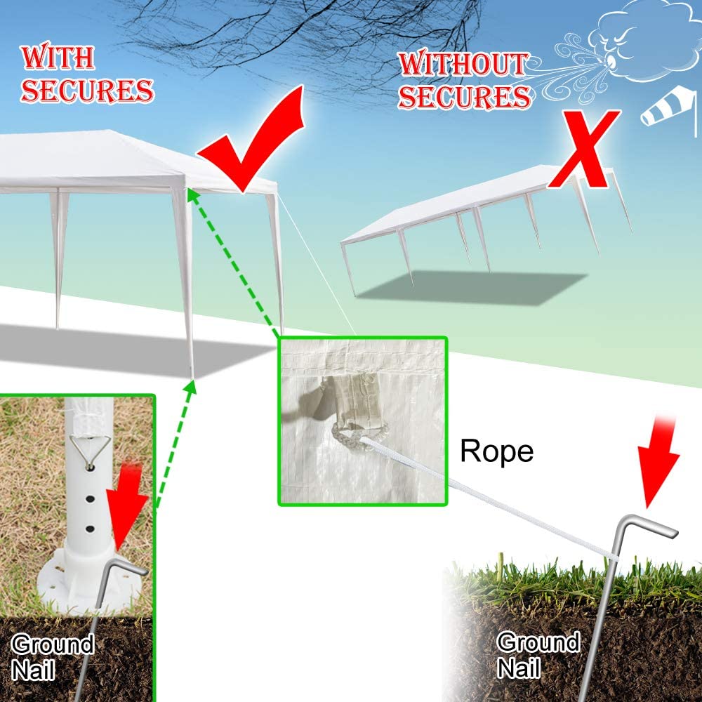 10'x30' Outdoor Canopy Party Wedding Tent White Gazebo Wedding Canopy with 7 Removable Walls