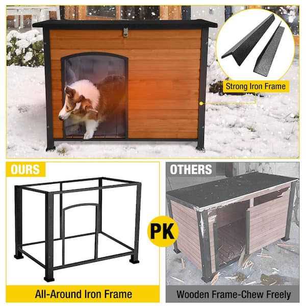 aivituvin Insulated Outdoor Dog House with Liner Inside Waterproof Roof - Pet Supplies online store