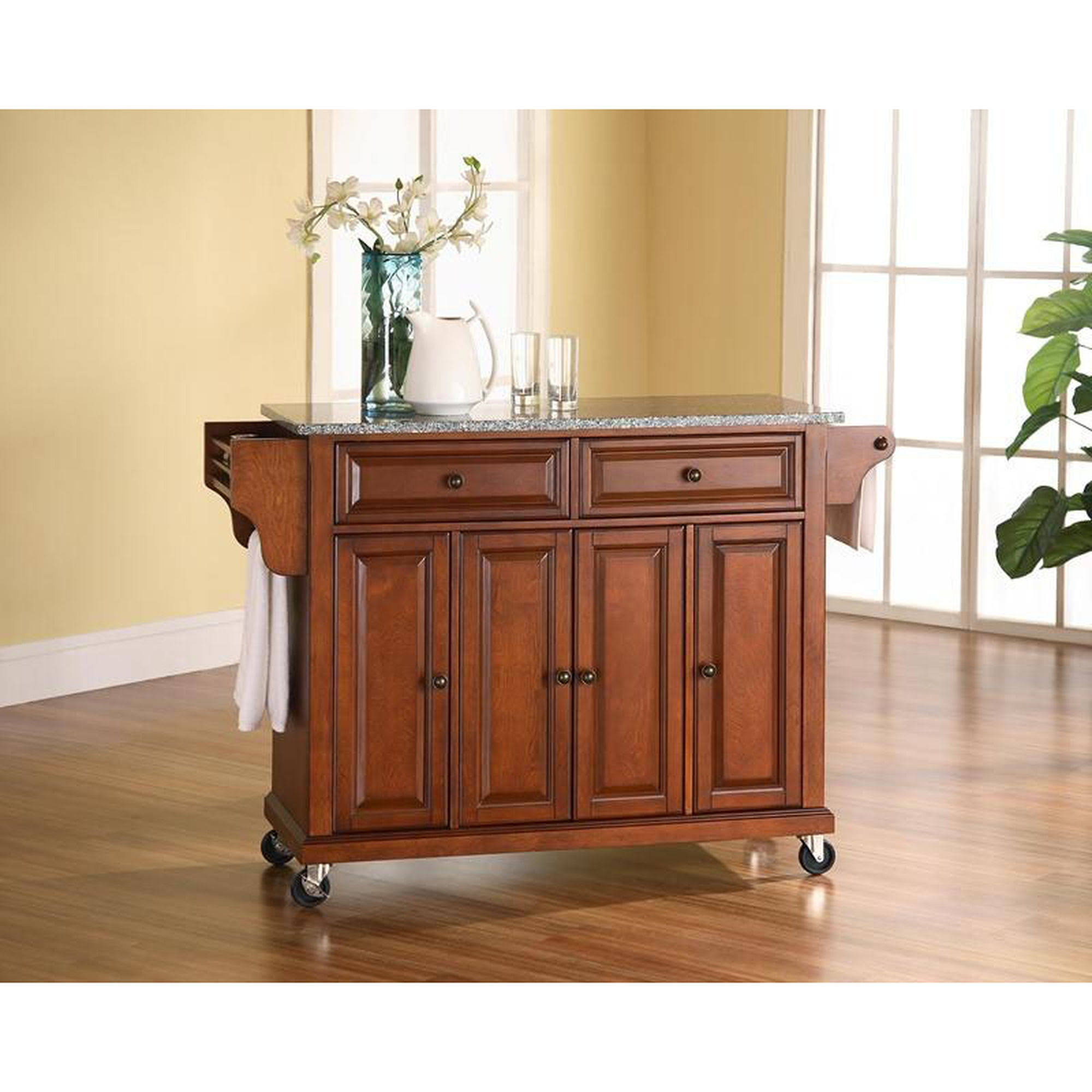 Crosley Kitchen Cart with Granite Top, Classic Cherry