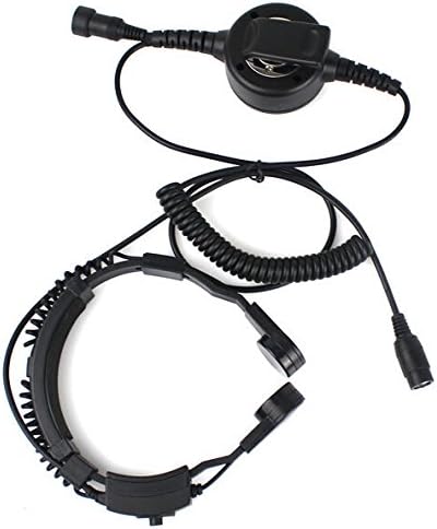 Tactical Throat Mic Earpiece Headset with Finger Ptt Compatible with Baofeng Radio BF-F8HP BF-F9 UV-82 UV-82HP UV-82C UV-5R UV-5R+ UV-5RA UV-5RB UV-5RC UV-5RD UV-5RE Kenwood Wouxun Two-Way Radio Pack of 2