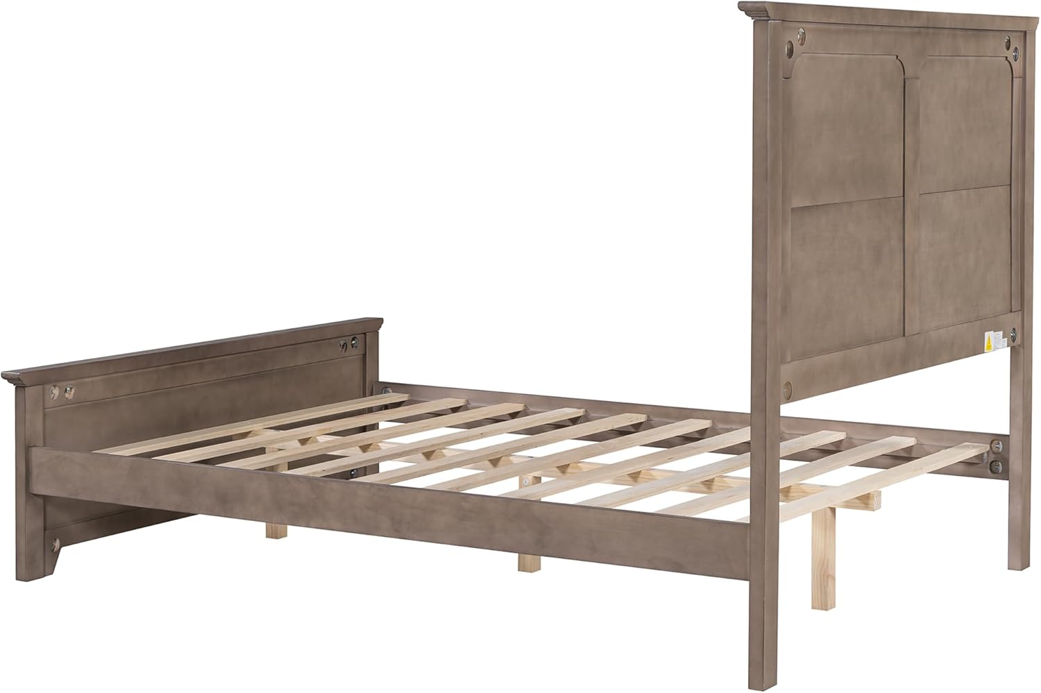 Farmhouse Style Full Size Platform Bed with Panel Design High Headboard and Footboard,Wood Bed Frame with Wood Slats Support,No Box Spring Needed, Easy Assembly