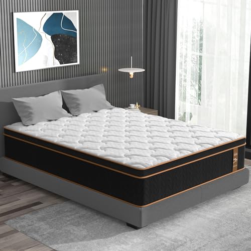 BedStory Queen Mattress, 12 Inch Hybrid Innerspring Mattress with Gel Memory Foam Individual Pocket Spring Fiberglass-Free Luxury Mattress in a Box Medium Firm CertiPUR-US Certified 60 x 80 Inch