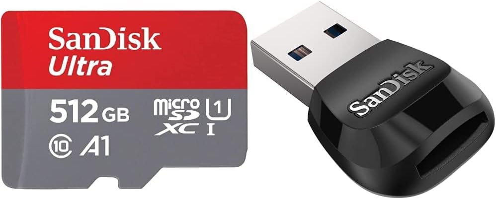 SanDisk 512GB Ultra microSDXC UHS-I Memory Card with Adapter - 120MB/s, C10, U1, Full HD, A1, Micro SD Card - SDSQUA4-512G-GN6MA Pack of 2