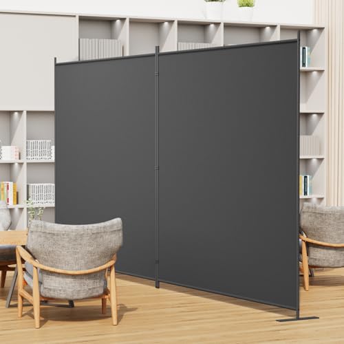 Helios&Hestia 8-Panel 6 ft Tall Indoor Folding Room Divider, Portable Privacy Screen, Freestanding Partition Separator, Temporary Wall Separation for Bedroom, Office, 160" W X 71" H, Dark Grey
