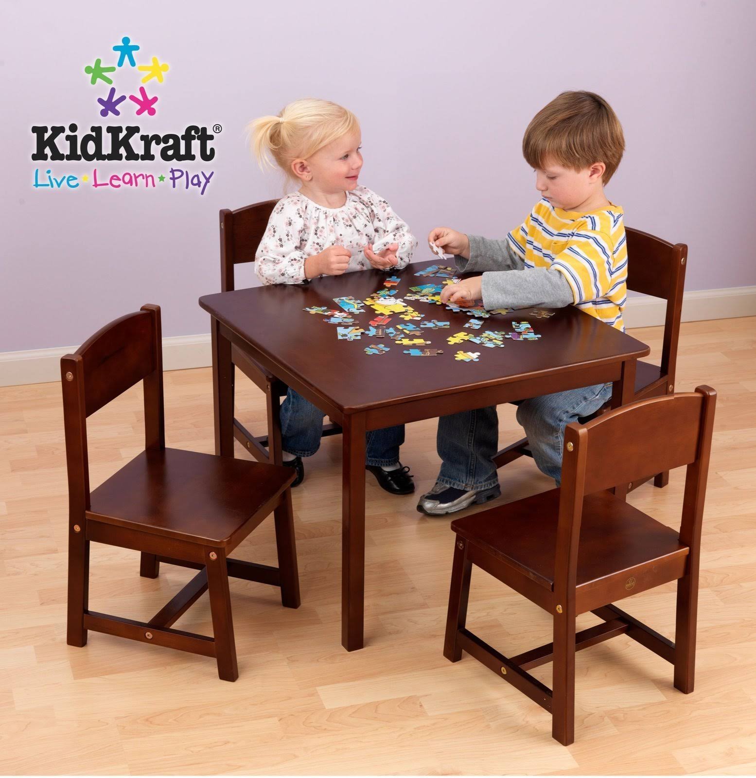 Kidkraft Farmhouse Table and Chair Set Pecan