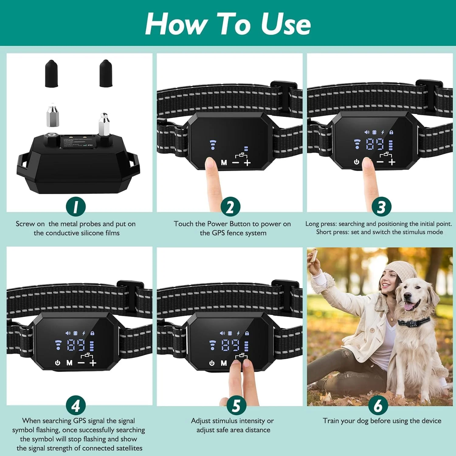 Wireless Dog Fence System for 2 Dogs -GPS Electric Dog Fence System with Stable Signal Boundary,Portable GPS Dog Perimeter Collar,Range Signal Up to 6560Ft.,Asdjustable & Suitable for All Dogs - Curated Treasures Market