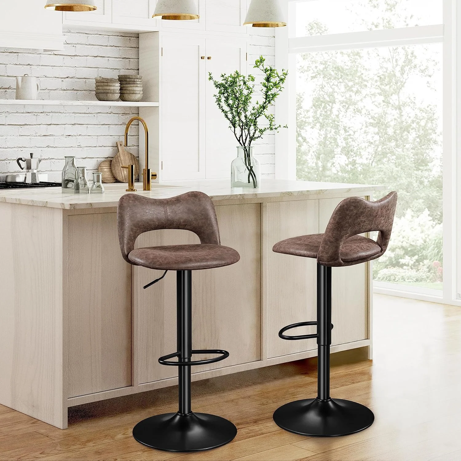 Bar Stools Set of 4 Tall Bar Stools Swivel Counter Height Stools Kitchen Island Chairs Height Adjustable Stools for Home Bar Kitchen,Grey