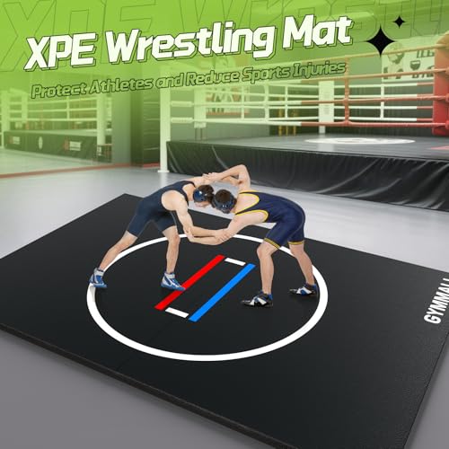 Wrestling Mat 6.6'x10'/10'x10' for Home Outdoor Indoor, 1.2" Thick Foldable XPE Jiu Jitsu Floor Exercise Mat for Gymnastics, PE Training, BJJ, MMA, Martial Art, Grappling, Judo, Boxing, Yoga