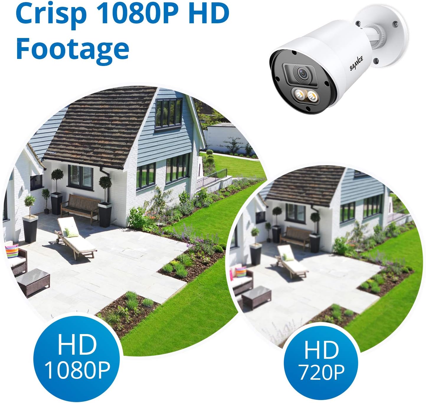 Wired Security Camera System, SANNCE 1080P 8 Channel DVR with 4Pcs Full Color Night Vision Surveillance Cameras Systems, Smart Motion Detection, 3500K Smart Warm Spotlight LED Built-in, No Hard Drive