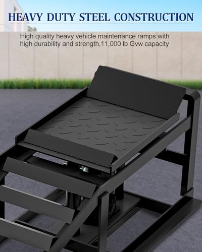Hydraulic Car Ramps, 4-Position Adjustment, 5T 11000lbs Low Profile Car Lift Service Ramps Truck Trailer Garage,Height Hydraulic Vehicle Ramps, Lift Height 11.61-16.21 inches