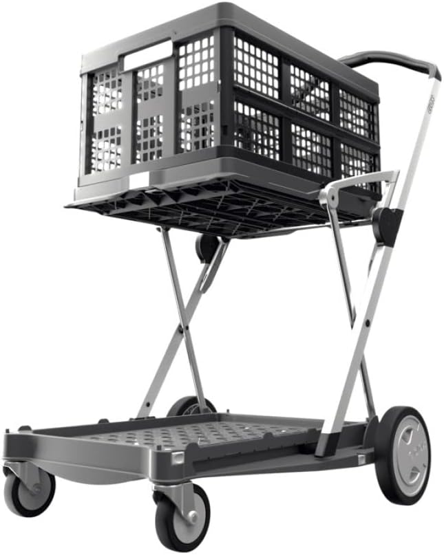 CLAX, Multi use Functional Collapsible carts, Mobile Folding Trolley, Shopping cart with Storage Crate (Pink)