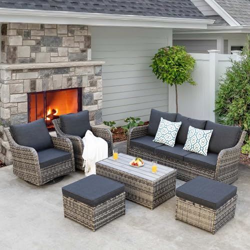 14 Pieces Large Patio Furniture Set, Modular Large Outdoor Sectional, Wicker Patio Sectional Sofa, Brown Rattan Conversation Set with Coffee Table & Adjustable Corner Sofa for Balcony