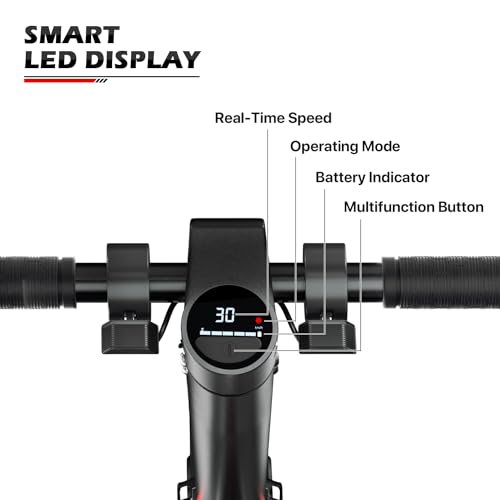 MoNiBloom E-Scooter Electric Kick Scooter w/LED Display and Bluetooth APP, Portable Folding Commuting Scooter for Adults & Teens