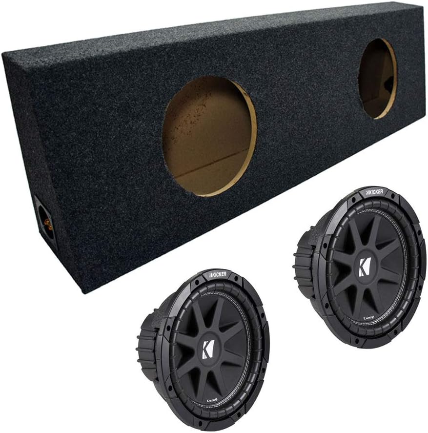 Kicker Bundle Compatible with Universal Vehicle C10 Comp 10 Dual 10 Loaded Sub Box Enclosure for Standard Cab Truck