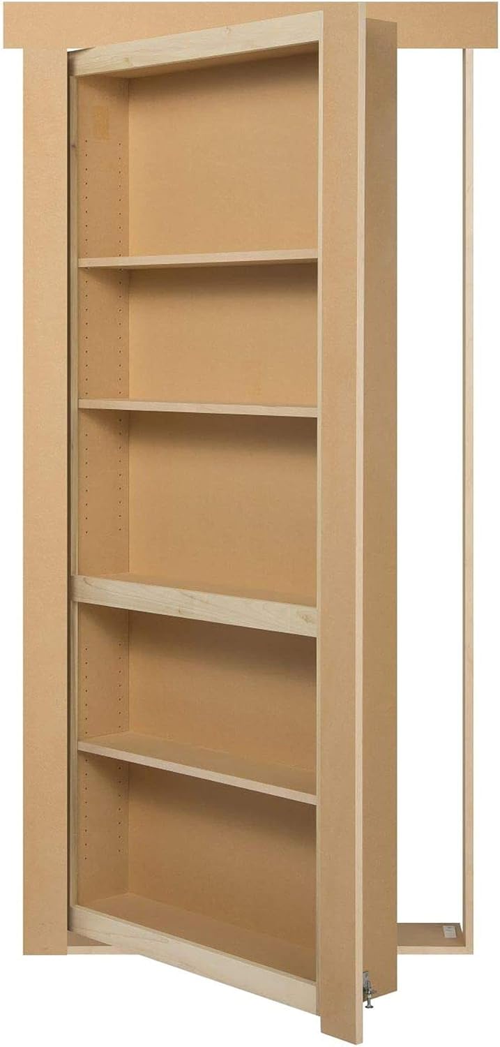 MURPHY DOOR - Secret Bookcase Hidden Door, Left Hand/Out-Swing, 36 x 80, Flush Mount, Assembled, Paint Grade, Black Finish Pack of 2